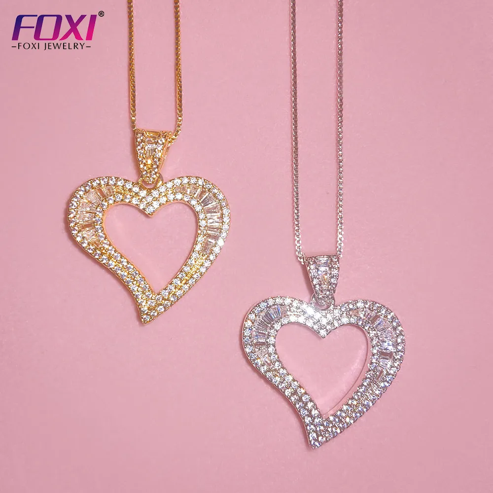 FOXI مجوهرات الأزياء الذهب مطلي الأبيض الروديوم القلب سلسلة بدلاية القلائد