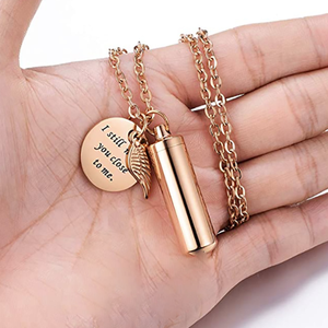 Thép không gỉ mạ màu vàng hồng <span class=keywords><strong>commem</strong></span> xương và tóc hình trụ urn cho người thân và vật nuôi 'vẫn còn mặt dây chuyền vòng cổ - Product Image 4