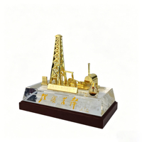 Trophée personnalisé en forme de plateforme pétrolière plaqué or, modèle de plateforme de forage métallique pour les récompenses de l'industrie de l'énergie