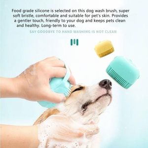 Soft Silicone <b>Pet</b> Cat Dog Grooming Massage Shampoo Bath <b>Brush</b> with Shampoo Container - Product Image 6