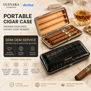 Humidor de voyage portable Guevara Modern Luxury Frosted à 3 doigts, en bois de cèdre espagnol, boîte de rangement pour cigares, étui cadeau avec logo personnalisé - Product Image 1