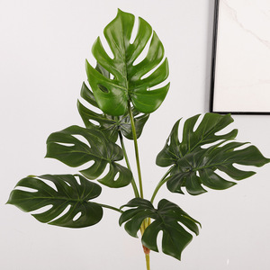 Artificial Monstera Deliciosa Leaf Bundle 7-Head High Simulation <b>Plastic</b> Indoor Decorative <b>Plant</b> For Home Wedding Props - Product Image 1