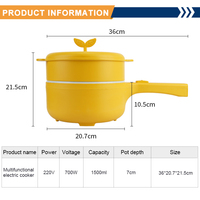 Nouvelle conception Revêtement antiadhésif intérieur 1,5L 700W 220V Mini poêle électrique intelligente avec couvercle