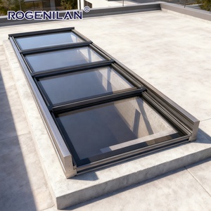 Fenêtre de toit motorisée rétractable en aluminium imperméable Rogenilan, fenêtres de toit en verre trempé pour l'extérieur - Product Image 1
