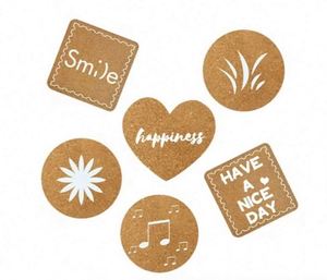 Modern Round Wooden Coaster Custom Engraved Cork Cup Mats Personalized Silk Screen Printed <b>Pad</b> for Tables - Product Image 3