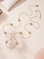 Collier Exquis en Acier Inoxydable Plaqué Or 14K avec Zircon Ciel Étoilé, Sertissage Griffe, Coupe Princesse, Unisexe, Tendance, Superposable