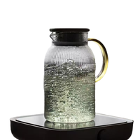 Vente en gros d'usine, bouilloire froide moderne et écologique en verre borosilicate à rayures verticales, résistante à la chaleur, pour la maison, pour les fruits