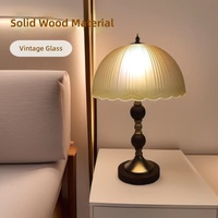 Lampe de chevet transfrontalière en bois massif, luxe haut de gamme, décoration de chambre vintage, verre dépoli, télécommande, intensité réglable, veilleuse