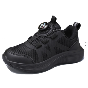 Zapatos Escolares Negros para Niños con MOQ Bajo, Zapatillas Casuales para Niños con Botón Giratorio, Cómodas y Transpirables, Zapatos Deportivos para Niños - Product Image 1