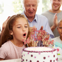 Großhandel Backen Kuchen Dekorationen Zubehör Zubehör Alles Gute zum Geburtstag Hochzeits feier 10 Stück Set Papier Schmetterlinge Cake Topper