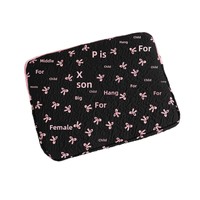 Housse d'ordinateur portable en polyester avec logo personnalisé, design nœud mignon, motif floral matelassé, convient aux ordinateurs portables de 11 à 15 pouces, pour filles, usage quotidien et scolaire.
