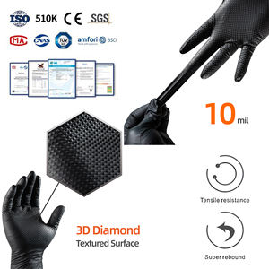 Anboson 10mil Industrial Black Orange Grip Nitrile <strong>Gloves</strong> Garage Duty Car Repair Nitrile Mechanic Diamond Mechanical <strong>Gloves</strong> - Product Image 2