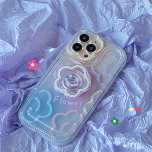 Funda de teléfono transparente con soporte de anillo de flor de Sol de Corea para <span class=keywords><strong>iPhone</strong></span> 14 12 13 <span class=keywords><strong>11</strong></span> Pro Max Plus Girl Cute Floral Stand Clear Soft Cover - Product Image 5