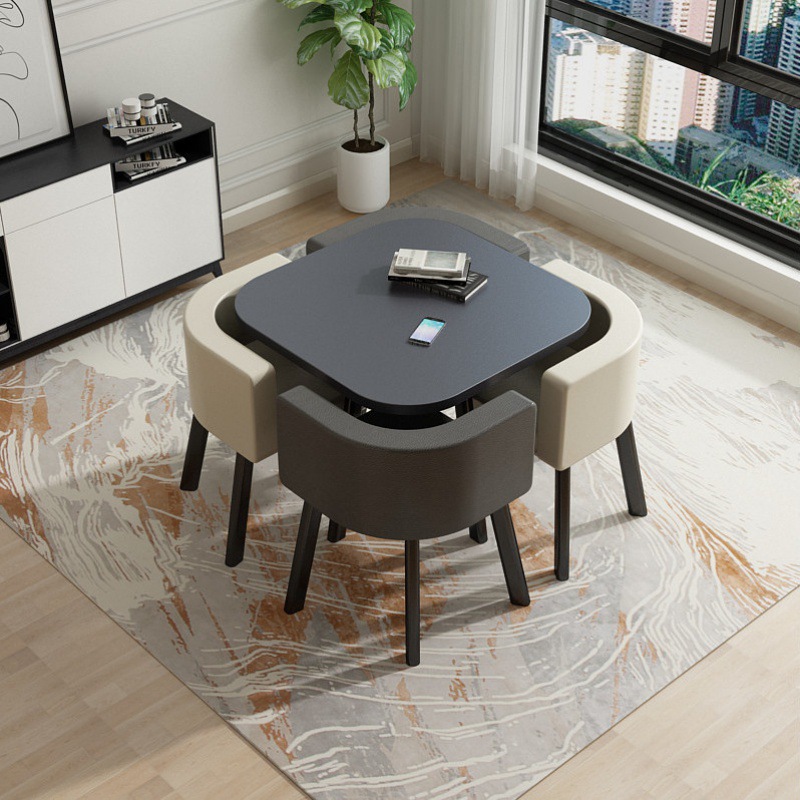 Gray square table + 4 chairs