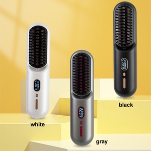 Brosse à cheveux sans fil portable populaire, peigne chauffant rechargeable par USB 2 en 1, peigne à cheveux sans fil à ions négatifs - Product Image 6