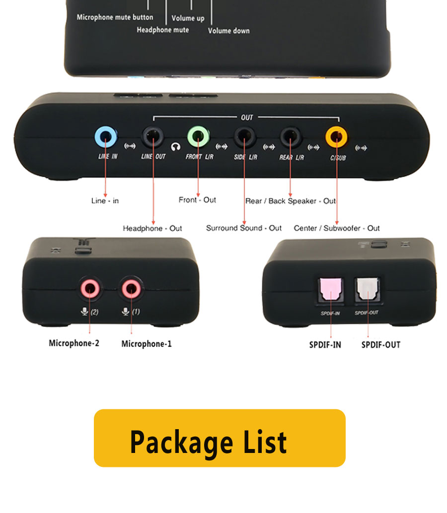7.1 USB Audio Adapter - External Sound Card with SPDIF