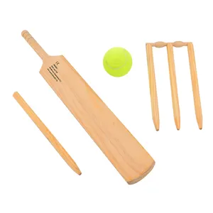 Deluxe Wooden Cricket Set with Cricket Bat Ball With 4 Stumps Bails and Bag