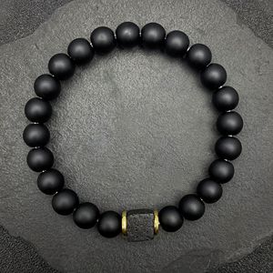 High Quality Natural Stone <strong>Bracelet</strong> Frosted <strong>Obsidian</strong> <strong>Black</strong> Glass Volcanic Stone Men's <strong>Bracelet</strong> in Stock - Product Image 1