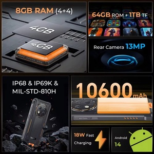 สำหรับ Oukitel WP28E สมาร์ทโฟนพันธุ์อึดขนาด 6.52 นิ้ว ความจุ 4+64GB ระบบปฏิบัติการ Android 14 กล้องหลัง 13MP แบตเตอรี่ 10600mAh รองรับการชาร์จเร็ว 18W หน้าจอ LCD ทนทานต่อแรงกระแทก - Product Image 4