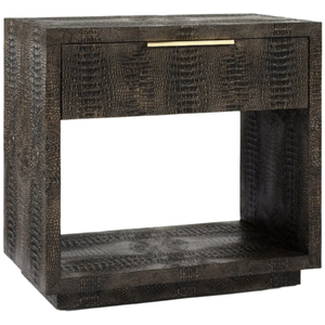 Mesita de noche Pierce de diseño moderno con imitación de cuerno y tapa de madera, mesita de noche duradera de alta calidad - Product Image 2
