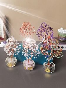 Decorazione dell'albero della ricchezza di cristallo-ornamento fortunato del Feng Shui con monete e gemme per la casa e l'ufficio (Base della ciotola di diamanti) - Product Image 2