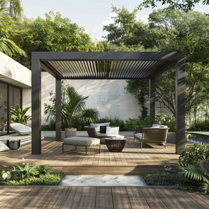 Pabellón <span class=keywords><strong>de</strong></span> Jardín Cuadrado Inteligente <span class=keywords><strong>de</strong></span> Aluminio, Impermeable, <span class=keywords><strong>con</strong></span> Puerta Corredera <span class=keywords><strong>de</strong></span> Vidrio, Techo <span class=keywords><strong>de</strong></span> Láminas Ajustables e Insonorización - Product Image 1