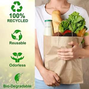 Sac en papier personnalisé écologique pour la livraison de restauration rapide à emporter, emballage de restaurant, sac en papier kraft à emporter - Product Image 5