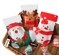 Sac cadeau de Noël personnalisé, motif chaussettes de dessin animé mignonnes, fermeture éclair supérieure, étanche à l'humidité, qualité alimentaire, emballage alimentaire imprimé en héliogravure
