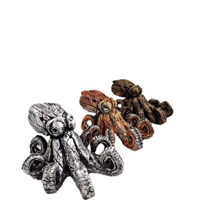 Decoración de acuario con forma de pulpo, coral, bronce, plata, gris, adorno artesanal de resina para decoración artística de peceras - Product Image 5