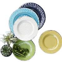 Assiette Rustique Moderne en Mélamine Grande Taille, Qualité Alimentaire, Sans BPA, Durable, Non Toxique, pour Camping et Restaurants Occidentaux
