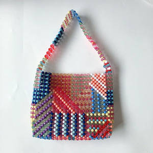 Women's Summer Casual Portable Beaded Shoulder <b>Bag</b> New Fashion Hand-Woven with <b>Pearl</b> Decoration in Mixed Colors - Product Image 5