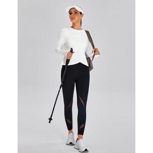 Womens Workout Top White Long Sleeve Crew Neck Thumbholes Breathable Yoga Gym Shirt L - Product Image 3