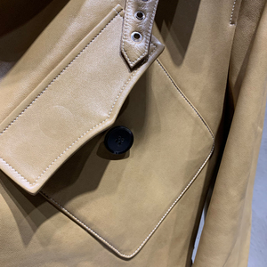 2024 abrigos largos populares para adolescentes abrigo de cuero genuino diseño de oveja gabardina larga de lujo - Product Image 4