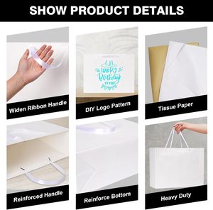 Extra Large White Gift <strong>Bags</strong> with Ribbon Handles <strong>for</strong> Shopping Small Business Birthday <strong>Party</strong> Bridal <strong>Party</strong> Wedding Christmas - Product Image 3