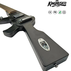Solid Body Guitar with 6 <b>Strings</b> <b>Black</b> Color Featuring Maple Back/Side and Fingerboard - Product Image 1