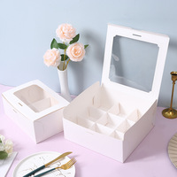 Fenêtre transparente Internet rouge 9 grains Mafen tasse blanc Jiugongge Dessert boîte ensemble Macaron Cupcake estampage papier Kraft nourriture