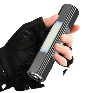 Portable Emergency Rechargeable Waterproof Aluminum Double Lamp 4 Modes Led Cob Flashlight Powerful With UV Flashlight