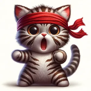 2024 Novo design de gato com faixa vermelha de pelúcia boneca de pelúcia gatinho rugindo