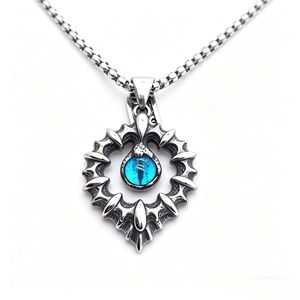 Yunnique – collier en résine en forme de goutte d'eau pour hommes, pendentif en argent tibétain, design géométrique, chaîne de pull, bijoux cadeau - Product Image 5