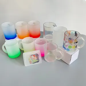 Màu Gradient Bia Pop Glass Mug Glass 11Oz Trống Nhuộm Thăng Hoa DIY Nhiều Màu Cà Phê Du Lịch Mugs Đối Với Quà Tặng Tùy Chỉnh