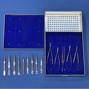 Juego de Instrumentos de Microcirugía, Instrumentos Quirúrgicos Microquirúrgicos Manuales con Bandeja de Esterilización, 14 Piezas, Acero Inoxidable Reutilizable, CE - Product Image 2