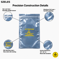 Sac antistatique ESD personnalisé avec logo pour composants électroniques PCB IC, sac de protection antistatique avec fermeture éclair