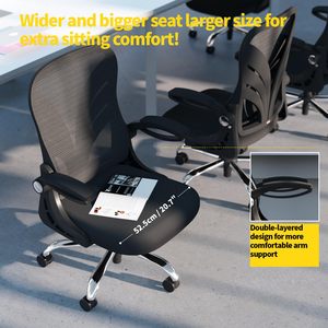 Chaise de bureau ergonomique à <span class=keywords><strong>dossier</strong></span> haut en maille, avec <span class=keywords><strong>dossier</strong></span> et accoudoirs pliables, support lombaire en maille, fonction d'inclinaison, noir - Product Image 6