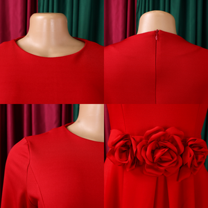 D602 Abiti Moda Autunno Inverno per Donne Casual con Collo Tondo Manica Lunga Decorazione Floreale 3D Abito Africano per <span class=keywords><strong>Abbigliamento</strong></span> Femminile - Product Image 5