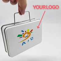 AJB OEM Boîte en fer portable pour tuiles magnétiques, ouverture double face, double plateau pour 2 joueurs, jouet interactif STEM pour enfants, logo personnalisé