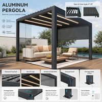 Pergola entièrement automatique coulissante et pliable, robuste, avec lames motorisées, imperméable, en aluminium, facile à assembler