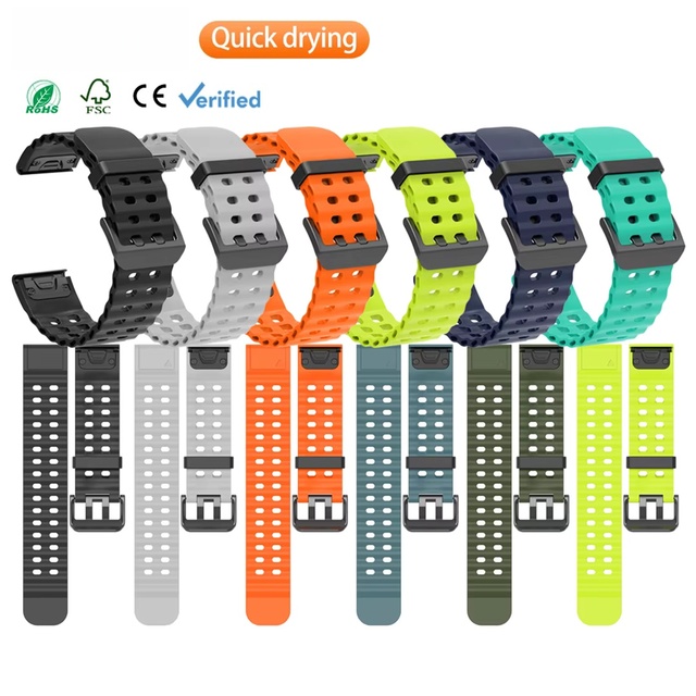 Quick Release Soft Rubber Sports Watch Bands 22mm 26mm Garmin Fenix 8 7X 7 7S 6X 6 Pro 5 5X Forerunner 965 955 945