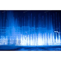 Fontaine musicale programmable avec effet d'eau dansante et lumières LED colorées pour aménagement paysager commercial, installation sur site