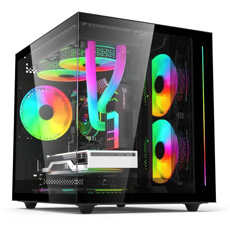 Commerci all'ingrosso logo personalizzato computador custodia per computer trasparente accessori da gioco matx pc cabinet tower gaming case