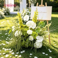Hete Aanbieding Boho Stijl Wit Groen Kunstbloemen Bloemstuk Weelderige Groenblijvende Plantenarrangement voor Buitenhuwelijks Welkomstbord Ingang Decoratie